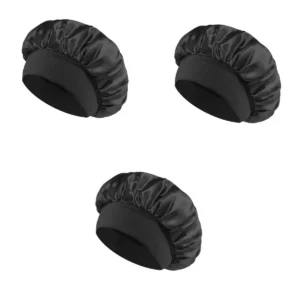 Kit com 3 Toucas de Cetim Anti-Frizz com Faixa Larga – Argoni